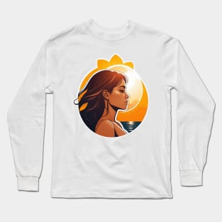 girl with sun, beach and sand Long Sleeve T-Shirt